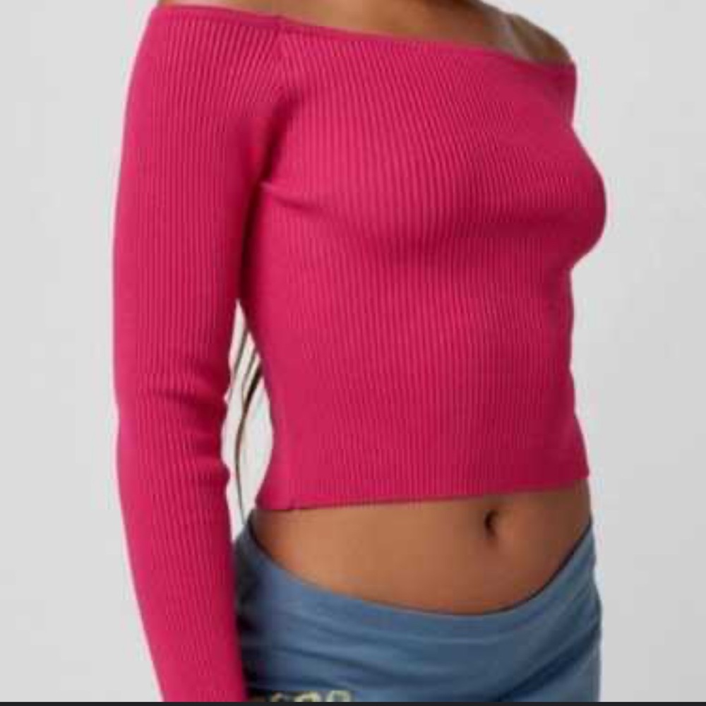 Urban Outfitters Juliet Portrait Neck Ribbed Sweater
